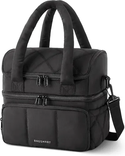 Bolsa de Almuerzo Isotérmica Bagsmart para Mujer, Doble Piso, Rosa