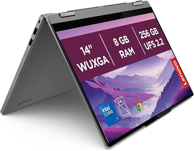 Lenovo Chromebook Plus 2-in-1 Gen10 Portátil Táctil 14" con Intel Core 3, 8GB RAM y 256GB UFS