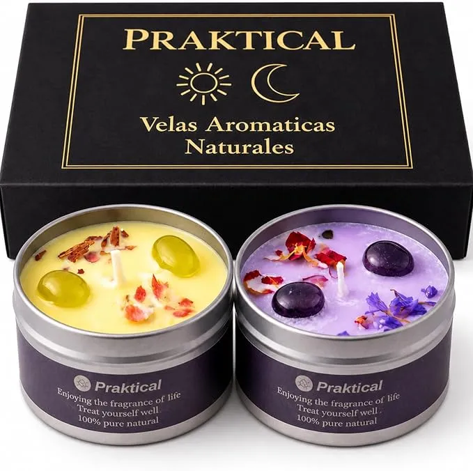 Pack 2 Velas Aromáticas de Soja con Cristales Naturales