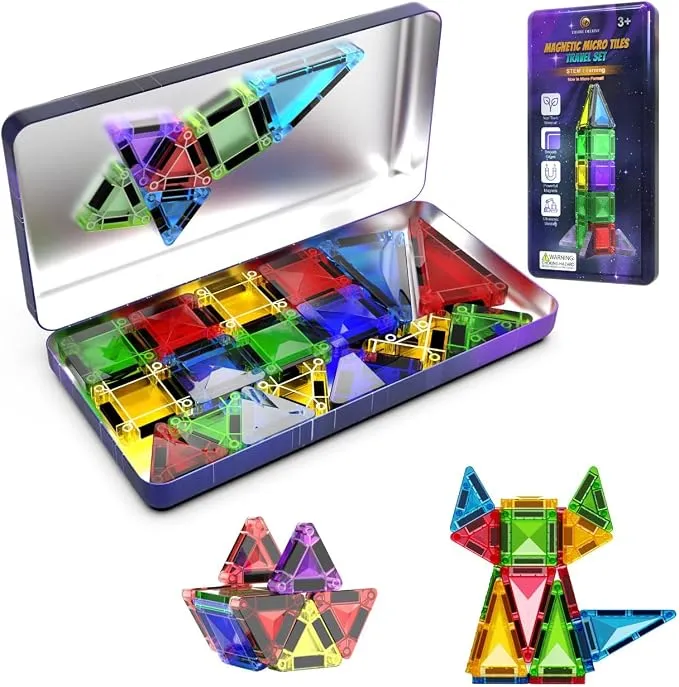 Desire Deluxe Micro Bloques Magnéticos de Construcción Juguete Educativo Stem de Viaje para Niños Juguete Sensorial Montessori Magnético para Niños y Niñas 3+ Años (28 Piezas – Multicolor)