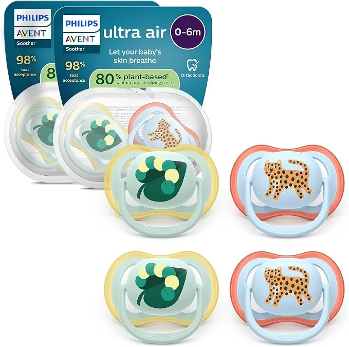 Philips Avent Chupetes Ultra Air para Bebés 0-6 Meses (Paquete de 4)