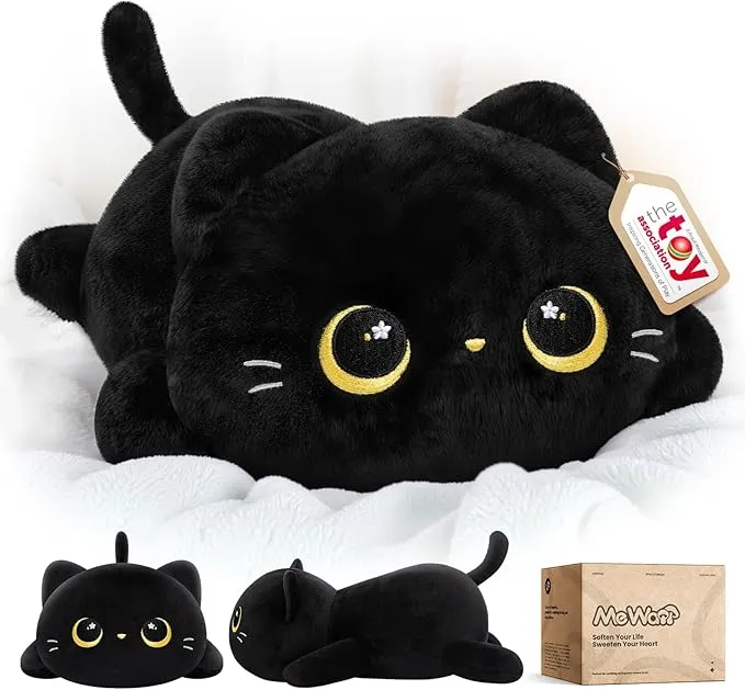 Mewaii Peluche Gato Negro Kawaii, 33 cm