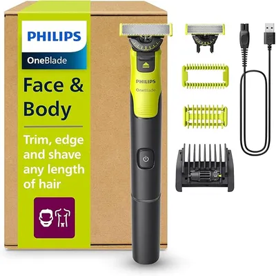 Philips OneBlade 360 con Bluetooth, Recortadora para Barba y Cuerpo, Afeitadora Eléctrica Hombre, Depilación masculina, 2 Cuchillas, 5 Longitudes, 60 minutos de uso con 1 hora de carga, QP4631/30