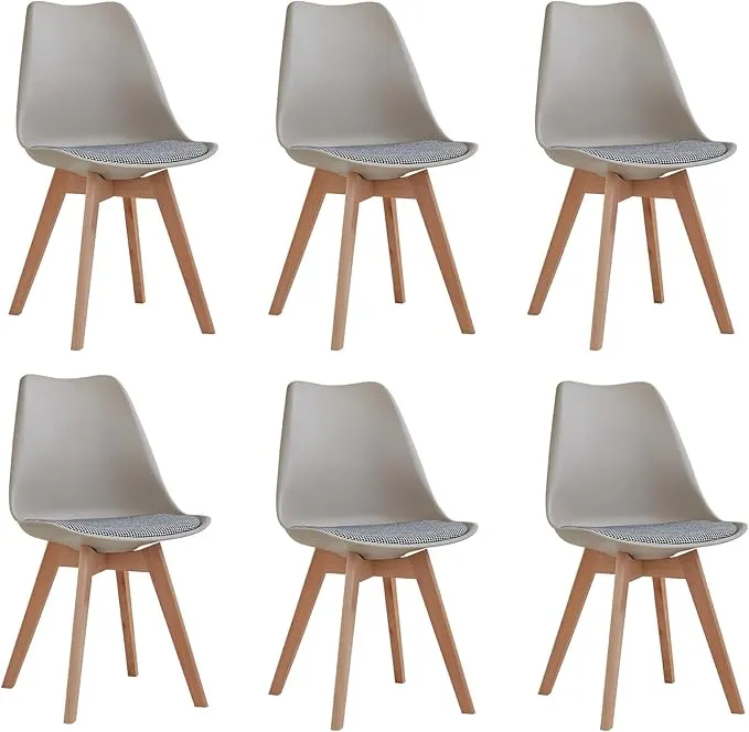 Juego 6 Sillas de Comedor DEYARNA HOME con Respaldo Resistente y Cojín Desmontable