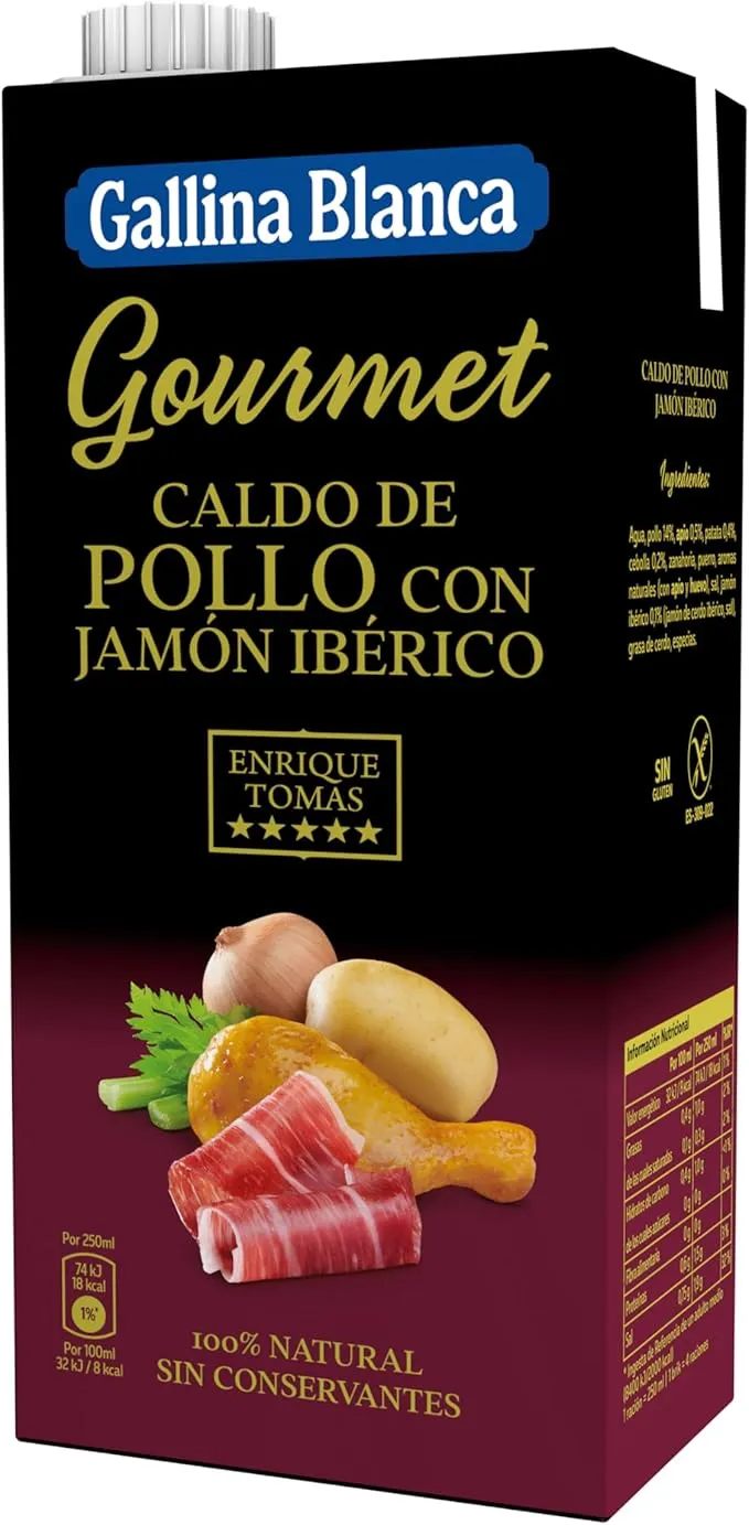 Gallina Blanca Caldo Gourmet de Pollo con Jamón Ibérico 1L