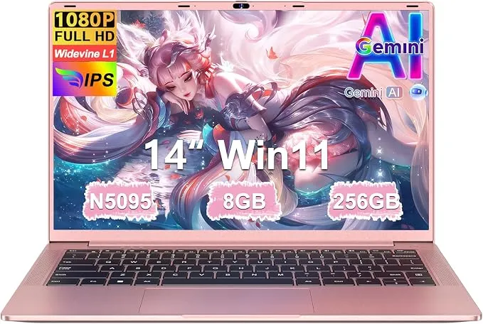 Portátil 14" Celeron N5095 8GB RAM 256GB SSD FHD Metal Dorado