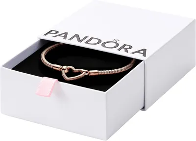 PANDORA Moments Pulsera de cadena de serpiente chapada en oro rosa de 14 quilates con cierre en forma de corazón