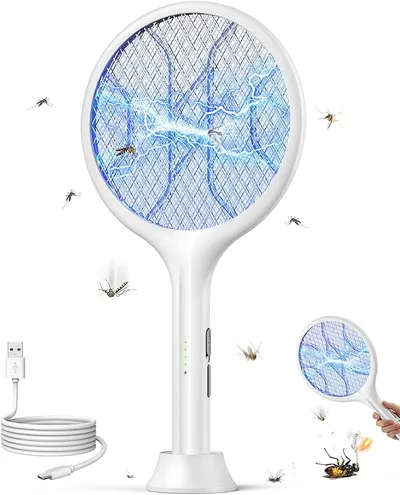 VIWAVE Raqueta Mosquitos Eléctrica 4000V Recargable USB-C con Luz UV