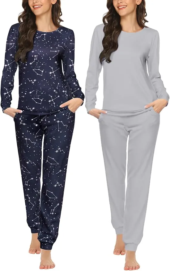 Ekouaer Pijama Mujer Manga Larga Cielo Estrellado 2 Piezas