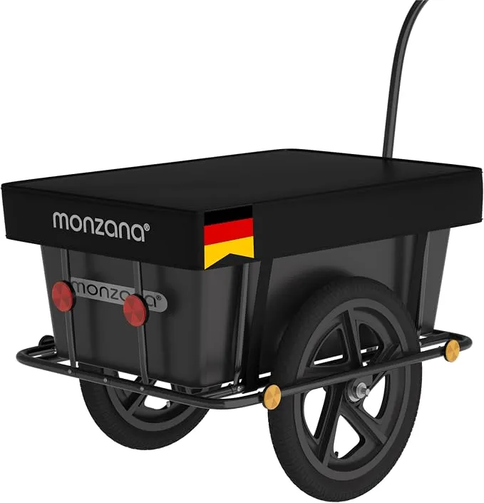 MONZANA Remolque Bicicleta 90L Cesta Extraíble Carga 80kg Acero Pulverizado Lona Protectora