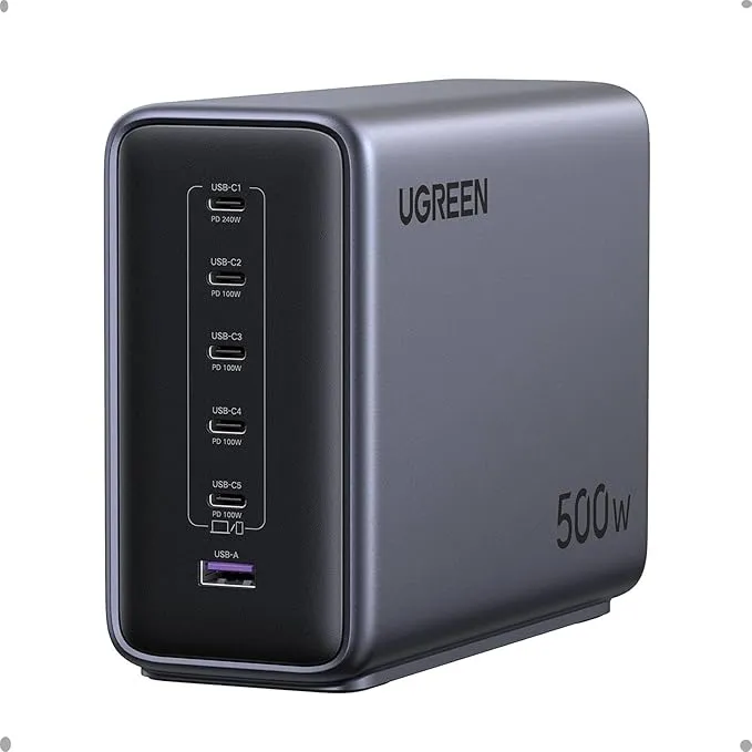 Cargador de Escritorio UGREEN Nexode 500W con 6 Puertos
