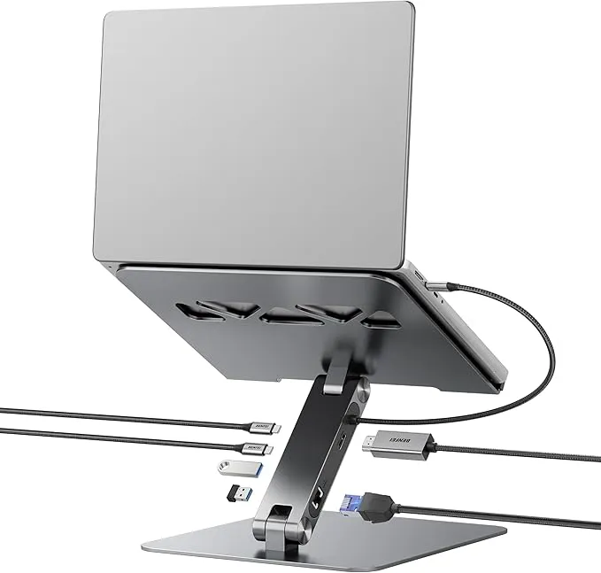 Soporte Portátil 6 en 1 con Docking Station USB C para Mayor Productividad