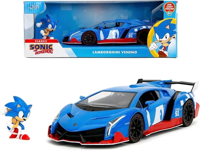 Coche Lamborghini Veneno Sonic 1:24 de Jada Toys con Figura