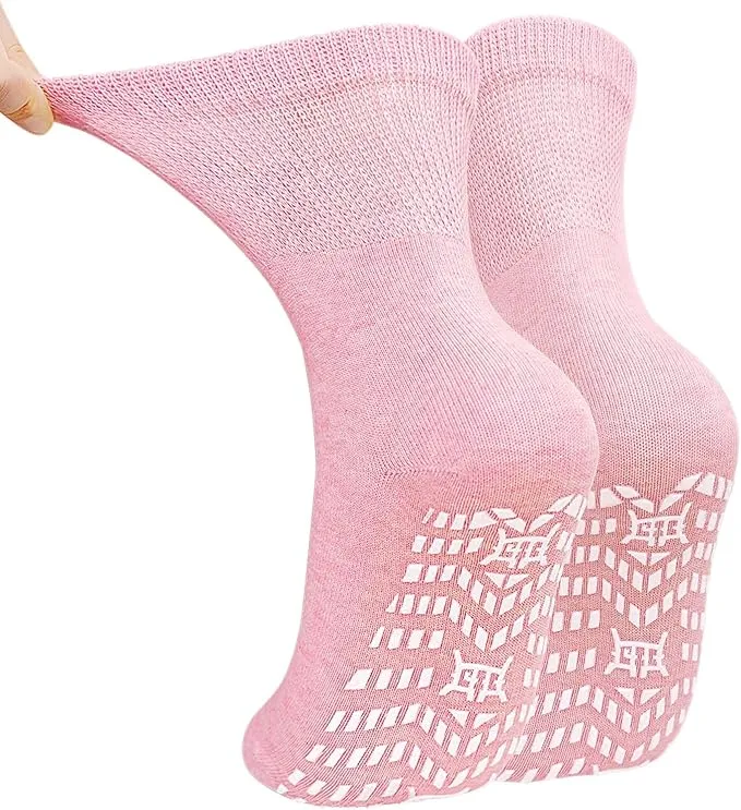 ZAKASA Calcetines Antideslizantes Mujer Deportivos Algodón Talla 35-38 Rosa (1 Par)
