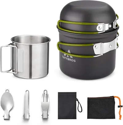 Juego de utensilios de cocina de camping de acero inoxidable
