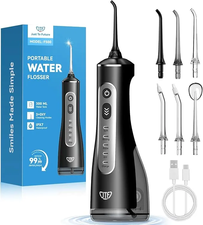 JTF F500 Irrigador Bucal Portátil con 6 Boquillas Multifuncionales