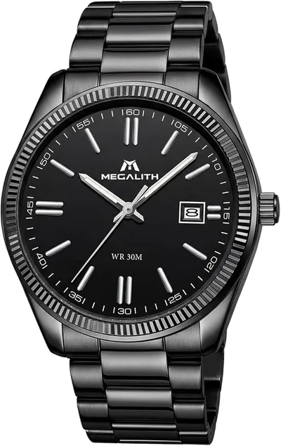 MEGALITH Reloj Hombre Acero Negocios: Analogico Formal Relojes con Fecha Luminosa - Regalo para Business Hombre Aniversario Cumpleaños Día del Padre