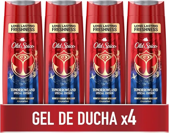 Old Spice Tomorrowland Gel de Ducha y Champú 3 en 1 para Hombre (4x400ml)