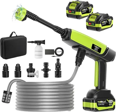 Hidrolimpiadora a Batería VOERJIA 1000 PSI con 2 Baterías 4.0Ah y Boquilla 6 en 1
