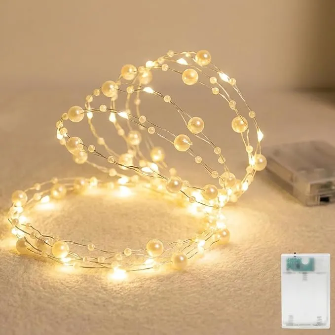 Guirnalda de Luces LED con Perlas y Temporizador - 20 LED Resistente al Agua