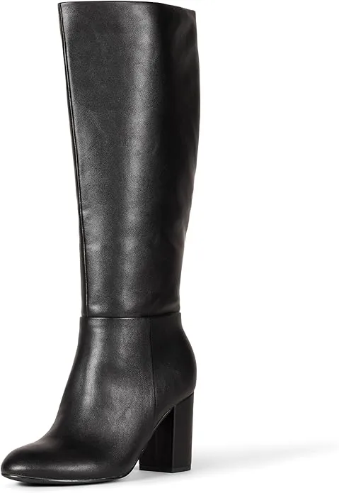 Amazon Essentials Bota de tacón alto para Mujer en Negro (Cuero de Imitación)