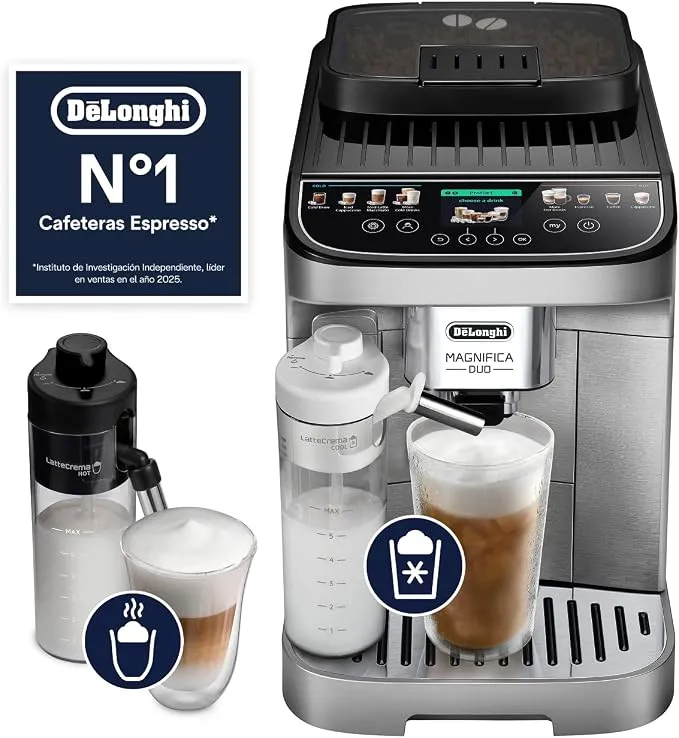 De'Longhi Magnifica Duo Cafetera Superautomática 20 Bebidas Plata