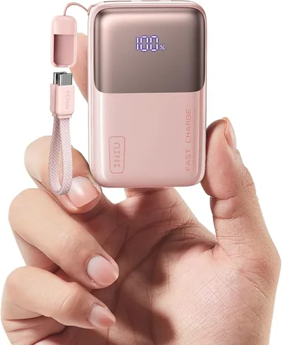 INIU Power Bank 10000mAh Carga Rápida 45W con Cable USB C Desmontable