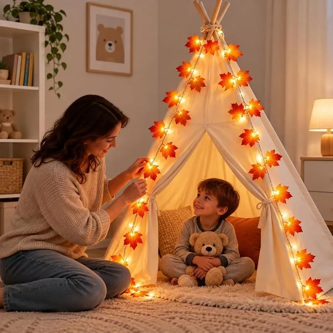 Guirnalda de luces AdalyRoma con 20 LEDs de hojas de arce, 2.5M, eficiencia A+++