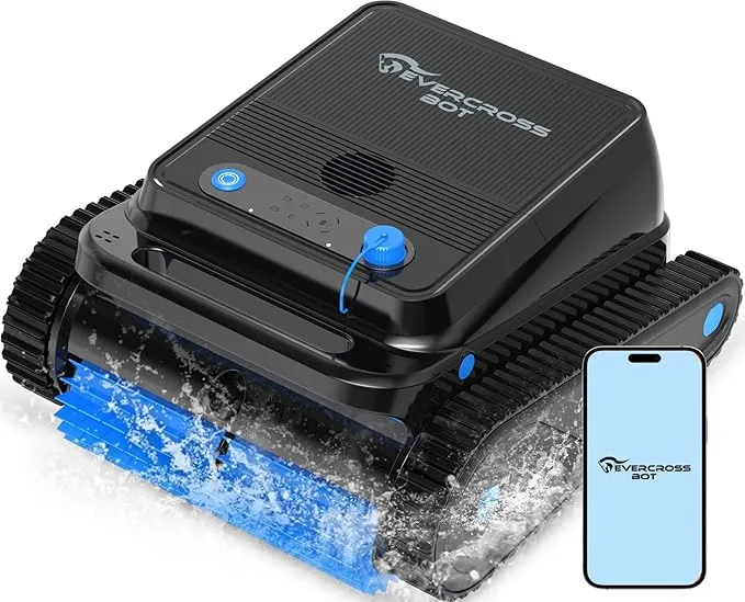 Robot Limpiafondos Piscina EVERCROSS BOT Automático con App, Sin Cable
