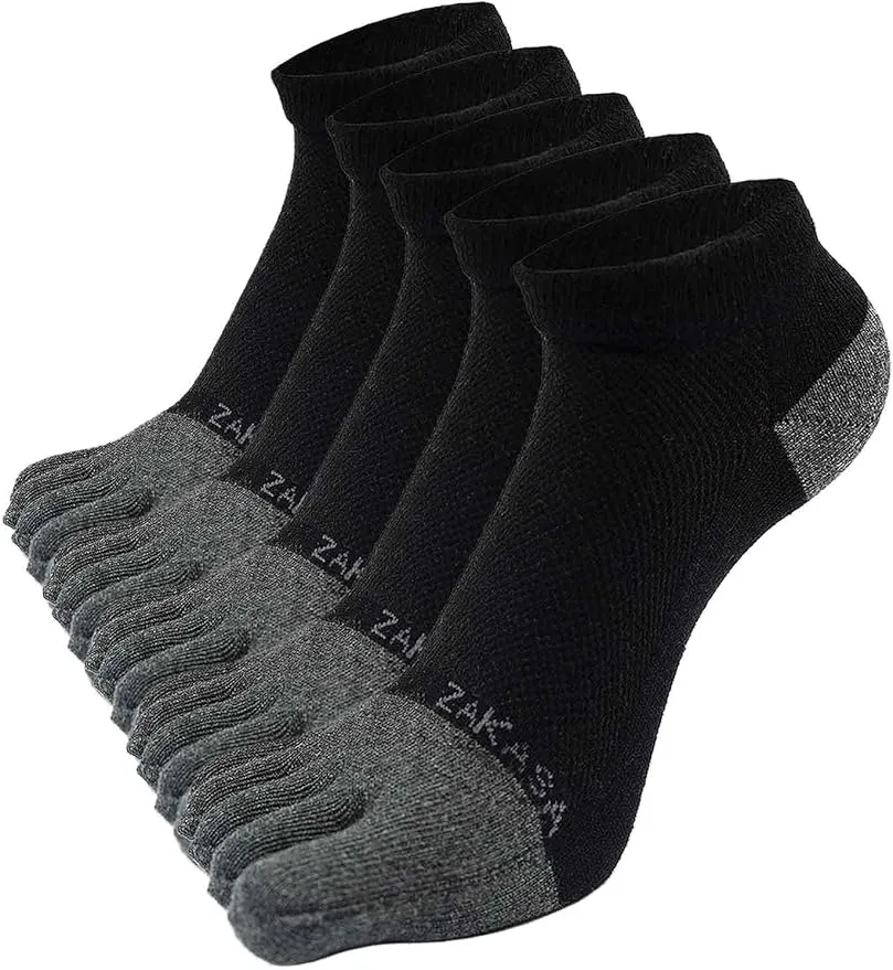 ZAKASA Calcetines con Dedos Deportivos para Hombre (5 Pares)