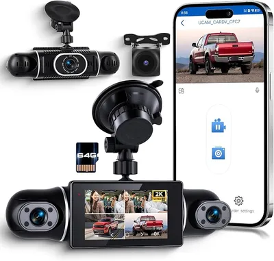 Rimoody Dash CAM 2K: Cámara de Coche 360° con 3 Lentes y 64GB Incluida