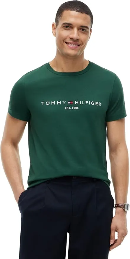 Camiseta Tommy Hilfiger de Manga Corta Slim Fit para Hombre en Verde