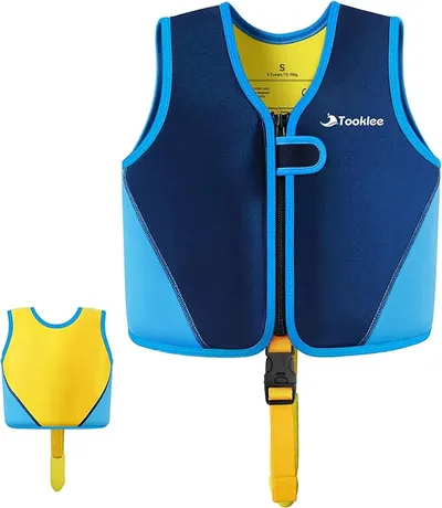 Tooklee Chaleco de Natación Infantil Ajustable con 8 Paneles de Flotación Segura