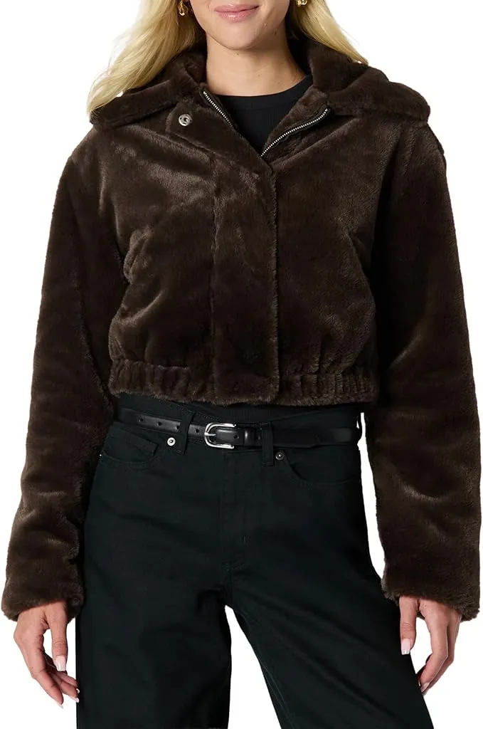 Amazon Essentials Chaqueta Corta de Piel Sintética de Corte Extragrande con Cuello Mujer