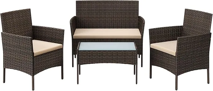 Conjunto Muebles Jardín SONGMICS Ratán PE Resistente Exterior
