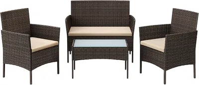 Conjunto Muebles Jardín Ratán SONGMICS GGF004K05 - Estilo y Confort al Aire Libre