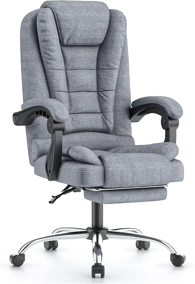 Silla de Oficina Naspaluro Ergonómica con Reposapiés y 130kg de Resistencia