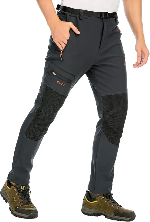 DAFENP Pantalones Trekking Hombre Impermeables Forrados Térmicos para Invierno