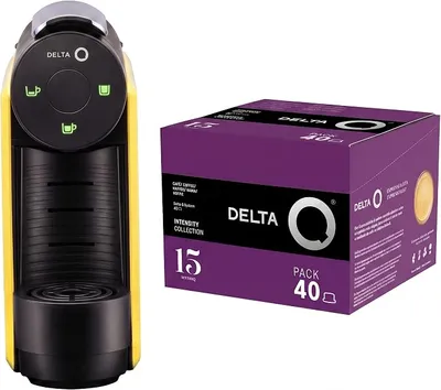 Cafetera Delta Mini Qool Amarilla con 40 Cápsulas Mythiq