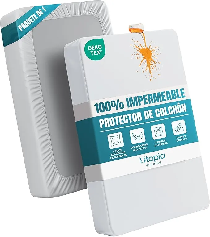Protector de Colchón Impermeable 150x200 cm con Corte Ajustado