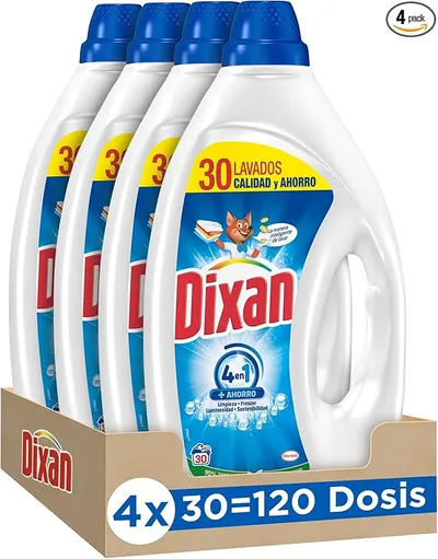 Dixan Gel Total+ 4 en 1 (4 x 1350 ml)