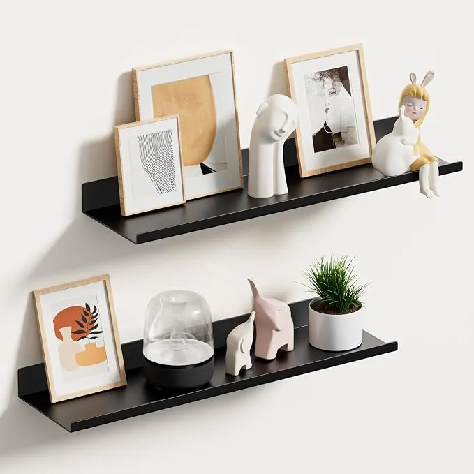 Set 2 Estanterías de Pared Wisfame Metal Negro Mate (40 cm)