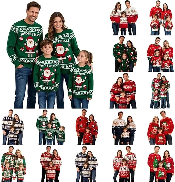 Jersey Navideño Familiar con Diseño Festivo y Manga Larga