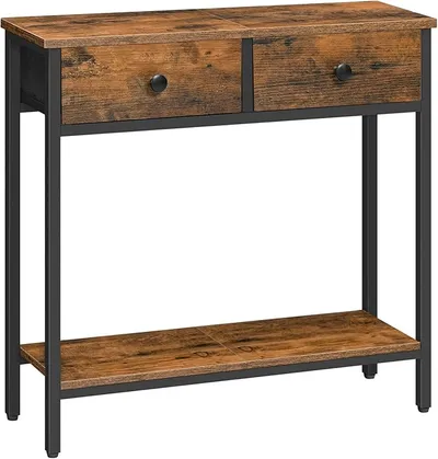 HOOBRO Mesa Consola, 75 cm de Pasillo con 2 Cajones de Tela