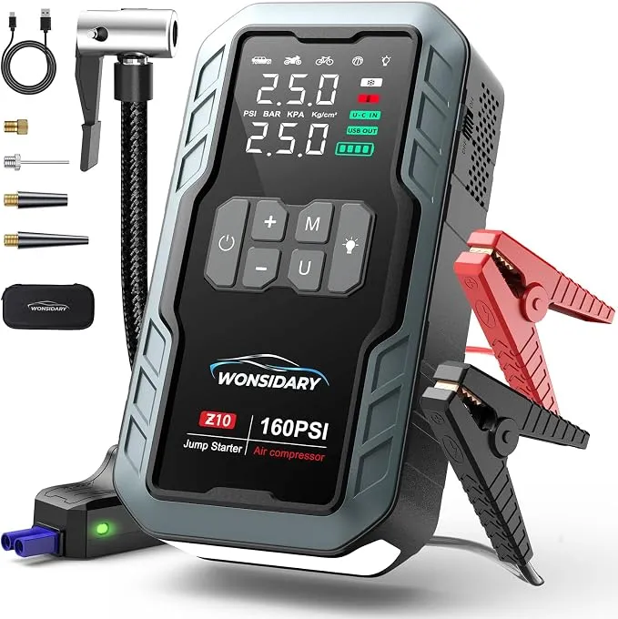 Arrancador de Batería Coche 7000A con Compresor 160PSI y Pantalla LCD