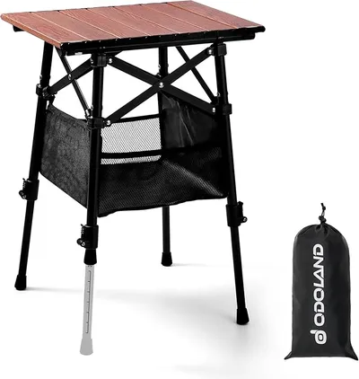 Odoland Mesa de Camping Ajustable con Bolsa de Almacenamiento