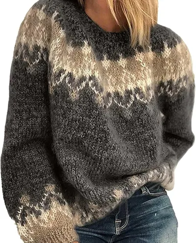 Jersey de mujer noruego de invierno cálido y elegante