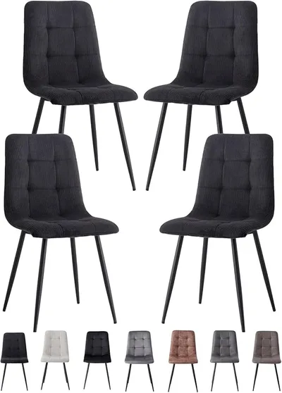 Pack 4 Sillas Comedor GrandCA HOME Pana y Metal