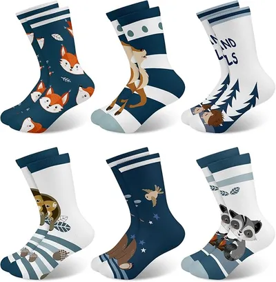 Queenshin 6 Pares Calcetines Niñas Infantiles Patrón de Animal de Dibujos Animados