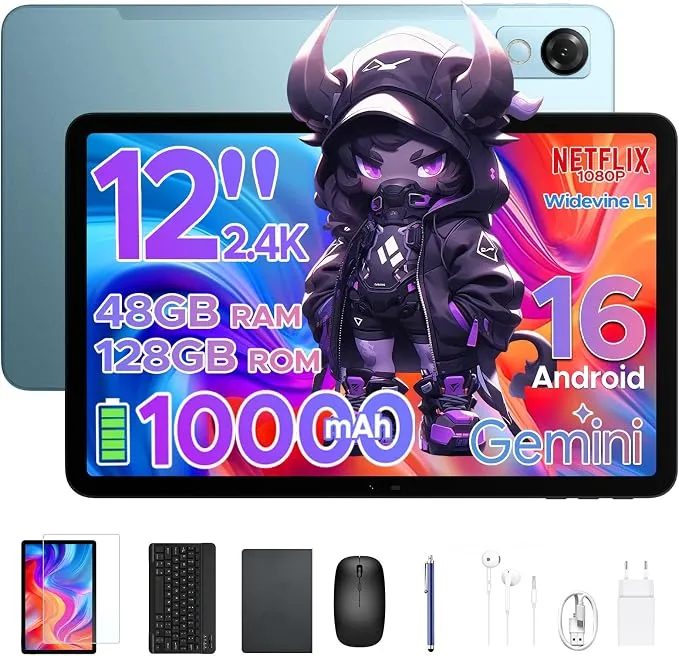 P12 Tablet Android 16" 2.4K con 48GB RAM, 128GB ROM y 10000mAh